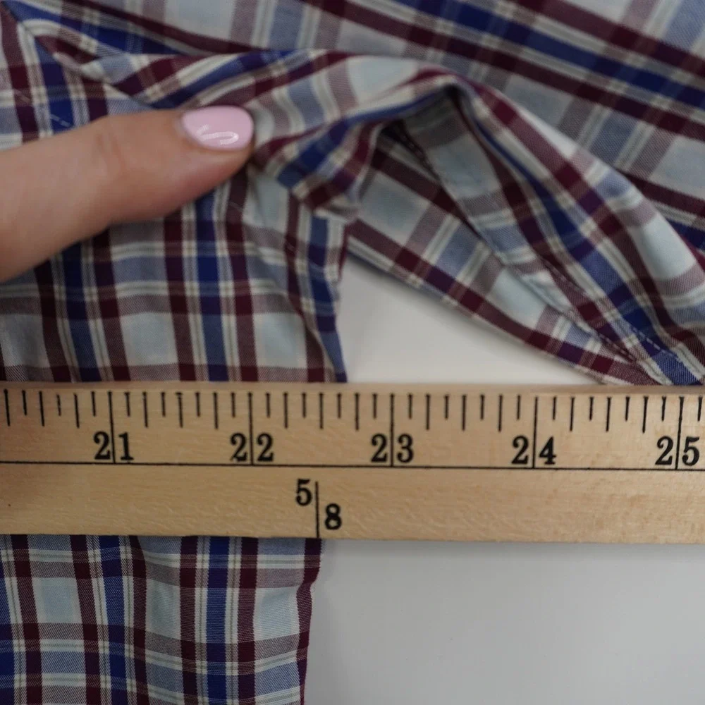 Banana Republic Button Down Shirt Mens Large Multicolor‎ Plaid Non Iron Slim Fit
